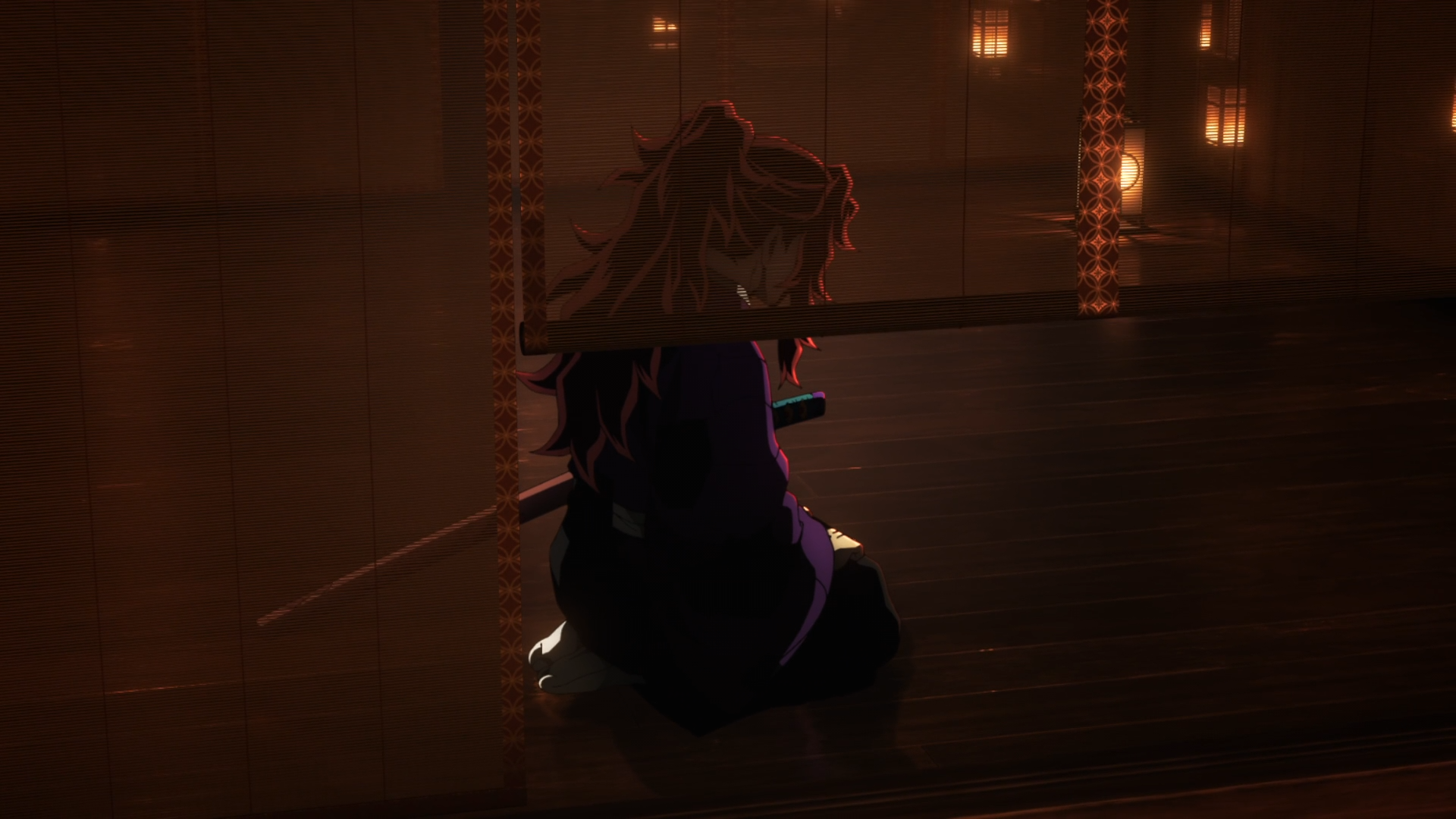 HD PC desktop wallpaper featuring Kokushibo from Demon Slayer: Kimetsu no Yaiba, depicted in a dark, atmospheric anime scene with traditional Japanese elements.