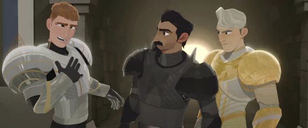 HD wallpaper featuring characters from Nimona in a castle setting for desktop background.