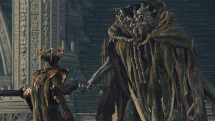 HD desktop wallpaper from Elden Ring featuring Morgott the Omen King in a detailed, atmospheric game scene.