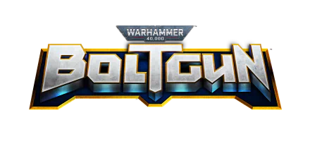 HD desktop wallpaper featuring the logo for the video game Warhammer 40,000: Boltgun, with metallic text effects on a black background.