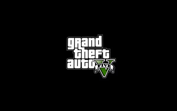 HD PC desktop wallpaper featuring the official Grand Theft Auto V video game logo in white and green on a black background.