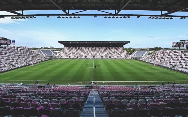 HD desktop wallpaper of Inter Miami CF stadium, showcasing the expansive seating and pristine pitch.