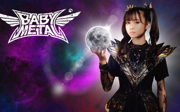 Moa Kikuchi, known as Moametal from Babymetal, in a vibrant and high-definition desktop wallpaper background.