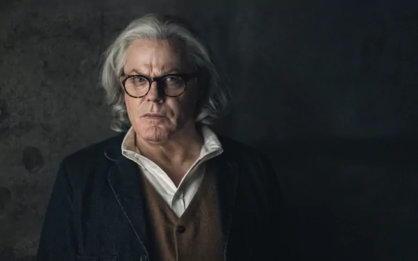 Elderly individual in a contemplative pose against a textured background, HD wallpaper with a culprits theme.