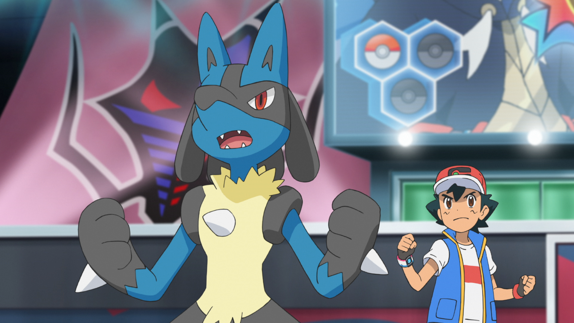 Lucario and Trainer from Pokémon Ultimate Journeys HD Wallpaper