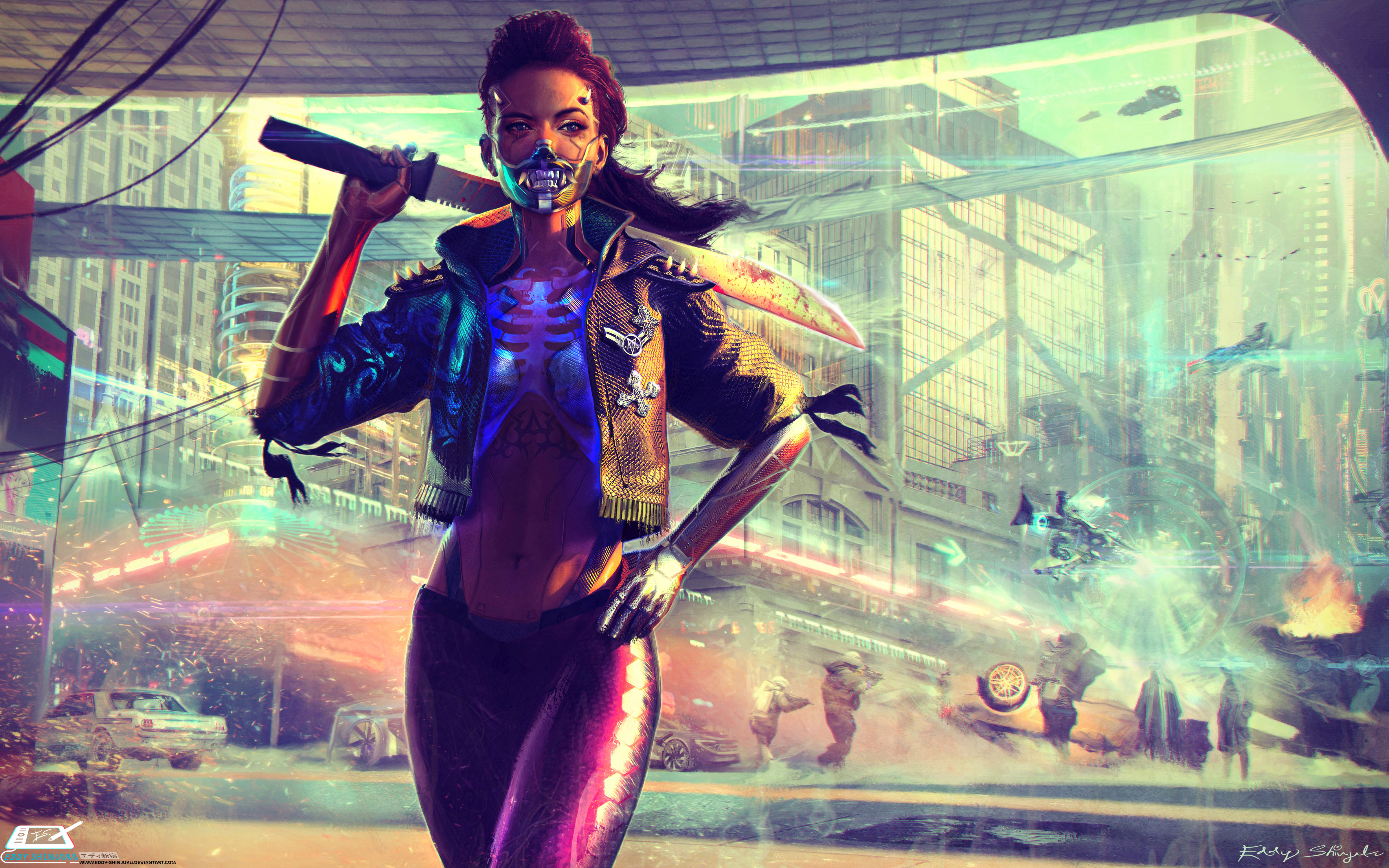 Download Stylish Cyberpunk Girl Wallpaper