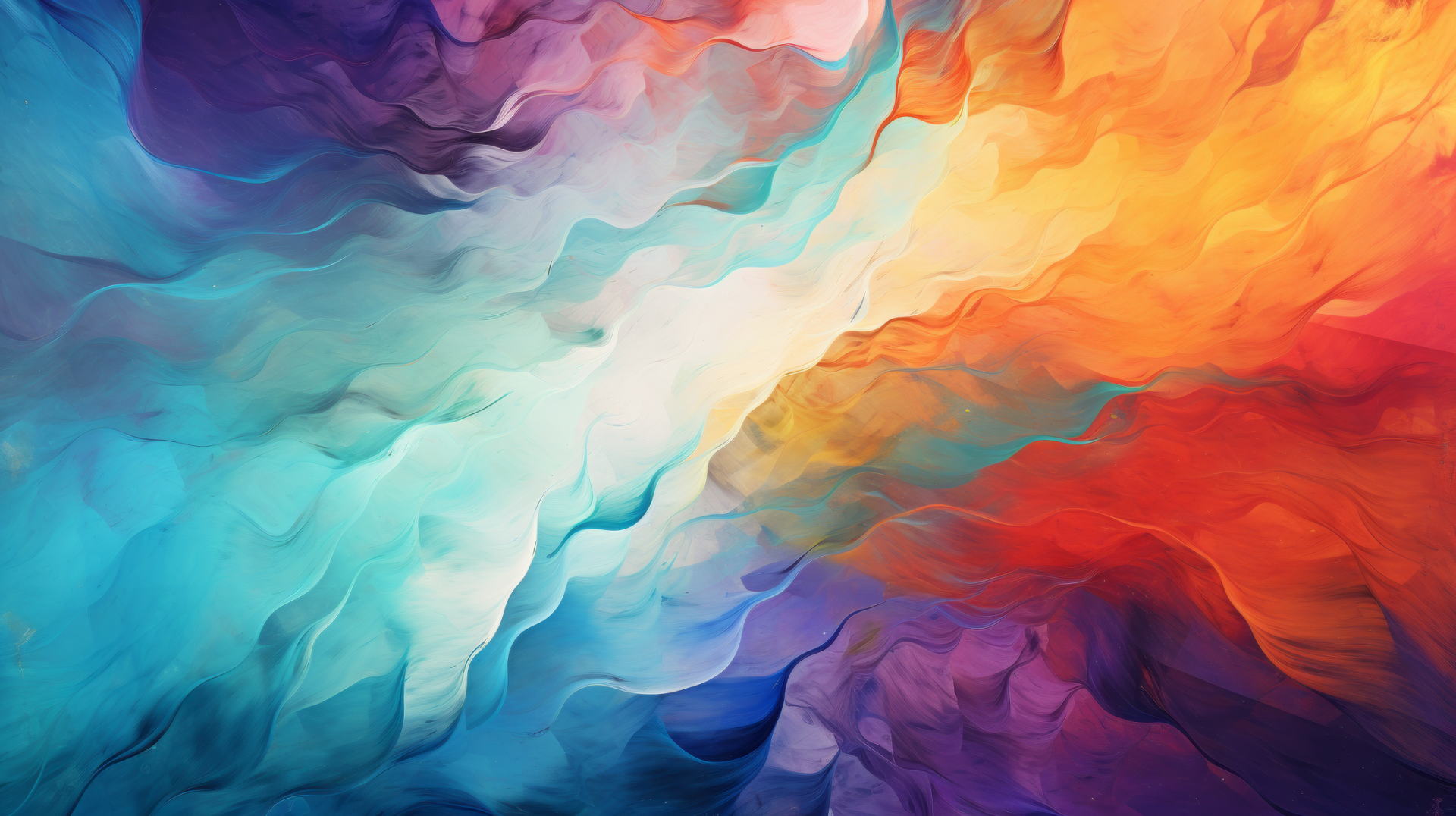 HD desktop wallpaper featuring a vibrant, artistic palette with flowing waves of blue, green, purple, orange, and red colors.