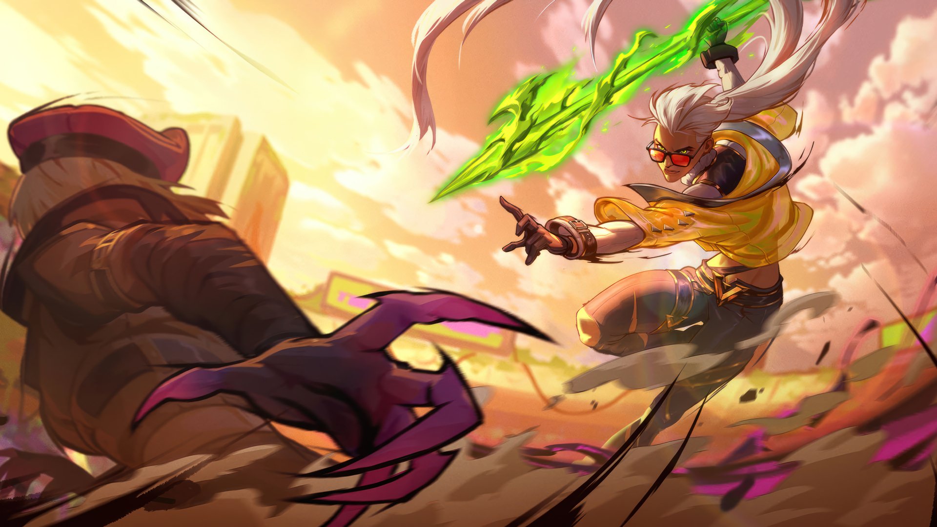 HD wallpaper featuring Nidalee from League of Legends, poised in battle within the vibrant world of Legends of Runeterra.