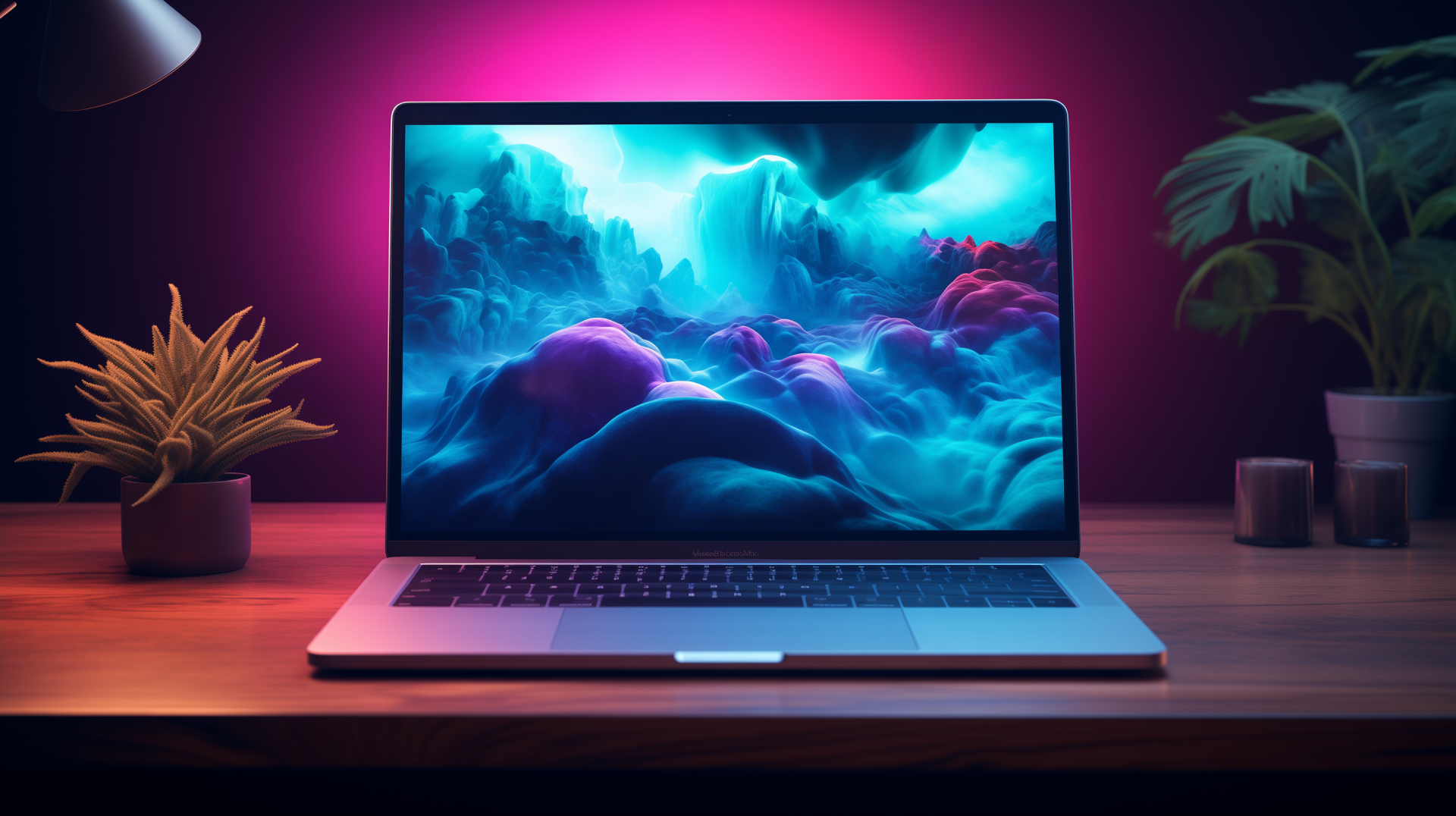 Laptop with Mystical Landscape HD Wallpaper by Laxmonaut