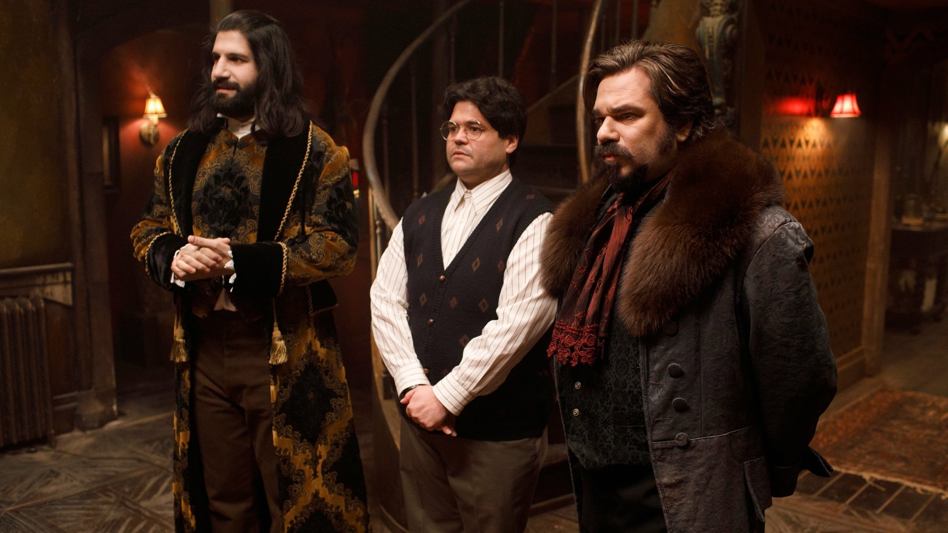 Download Kayvan Novak Matt Berry Harvey Guillén TV Show What We Do In The Shadows 4k Ultra HD Wallpaper