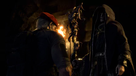 4K Ultra HD PC wallpaper from Resident Evil 4 (2023) remake, featuring a tense scene from the Separate Ways storyline in the video game.