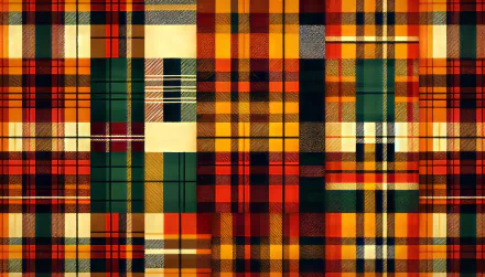 HD desktop wallpaper featuring an abstract grid of various flannel patterns in vivid colors.
