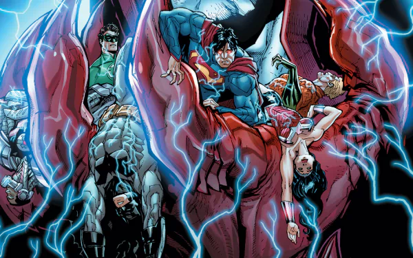 Heroic Justice League characters assembled in a vibrant comic-inspired HD desktop wallpaper and background.