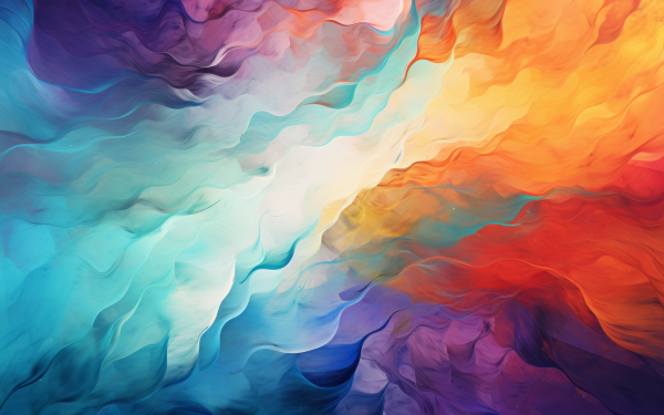 HD desktop wallpaper featuring a vibrant, abstract color palette with flowing hues of blue, purple, and orange.