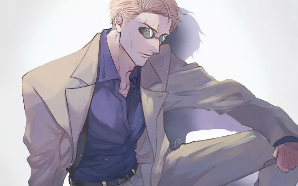 HD desktop wallpaper featuring Kento Nanami from Jujutsu Kaisen, portrayed in a stylish outfit with a poised and confident demeanor.