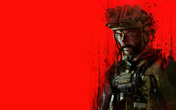 HD wallpaper featuring the character John Price from Call of Duty: Modern Warfare III, set against a striking red background.