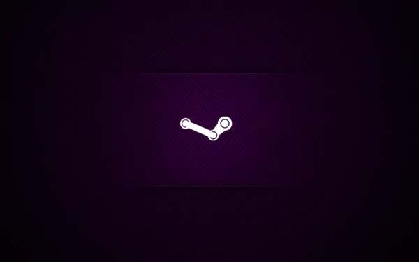 HD desktop wallpaper featuring the Steam platform logo on a stylish purple background.