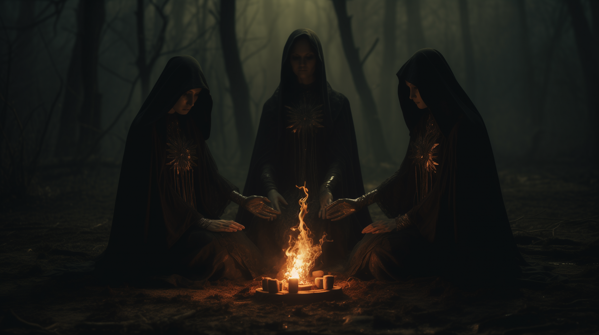 Download Witch Ritual Fire Dark Ambiance AI Art HD Wallpaper