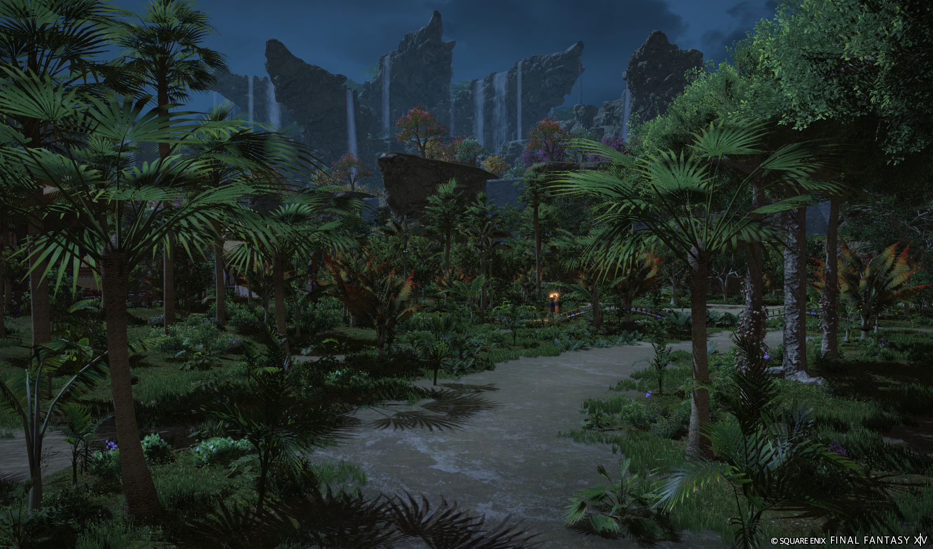 HD wallpaper of Final Fantasy XIV: Dawntrail with a mystic jungle scenery for desktop background.