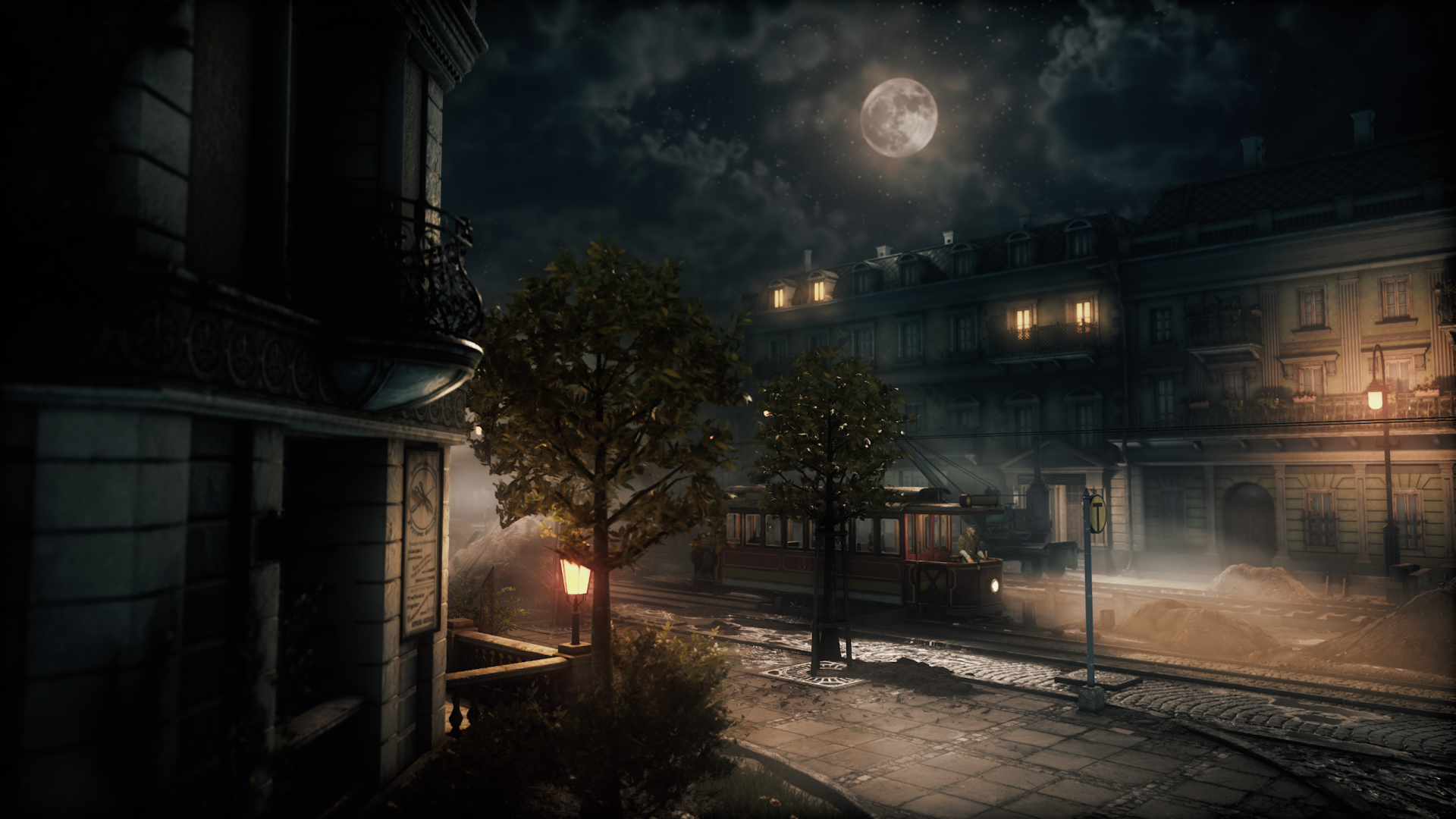 Mystical Moonlit Streets - Thaumaturge HD Wallpaper