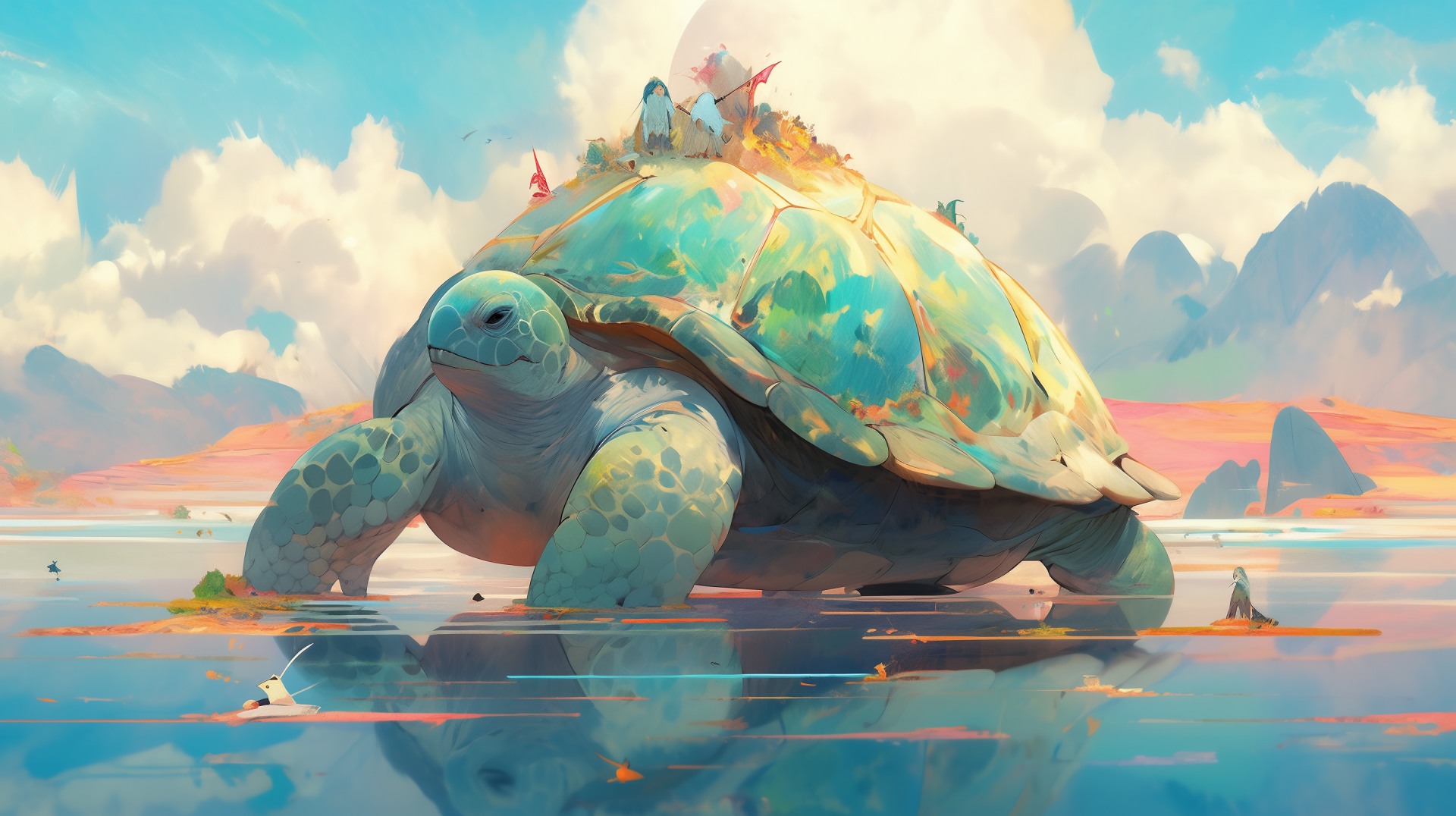 Download Turtle Sky Pattern Cloud AI Art HD Wallpaper