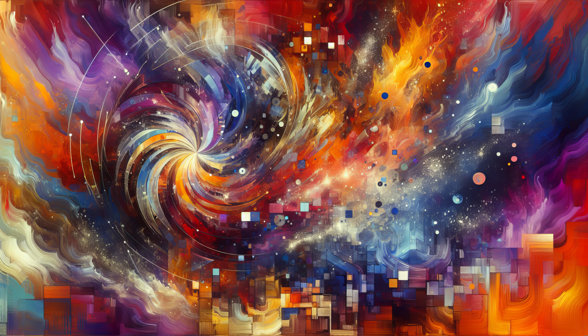 Colorful abstract HD wallpaper with vibrant cosmic swirls and stars for desktop background.