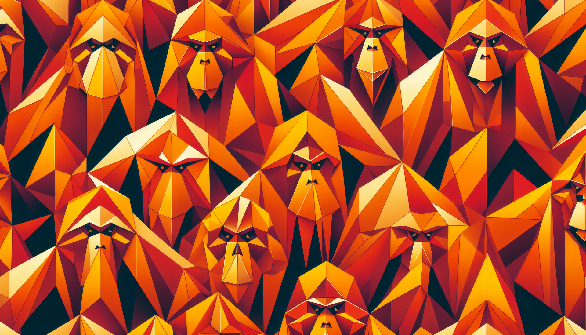 HD desktop wallpaper featuring geometric orangutan pattern for a vibrant background.