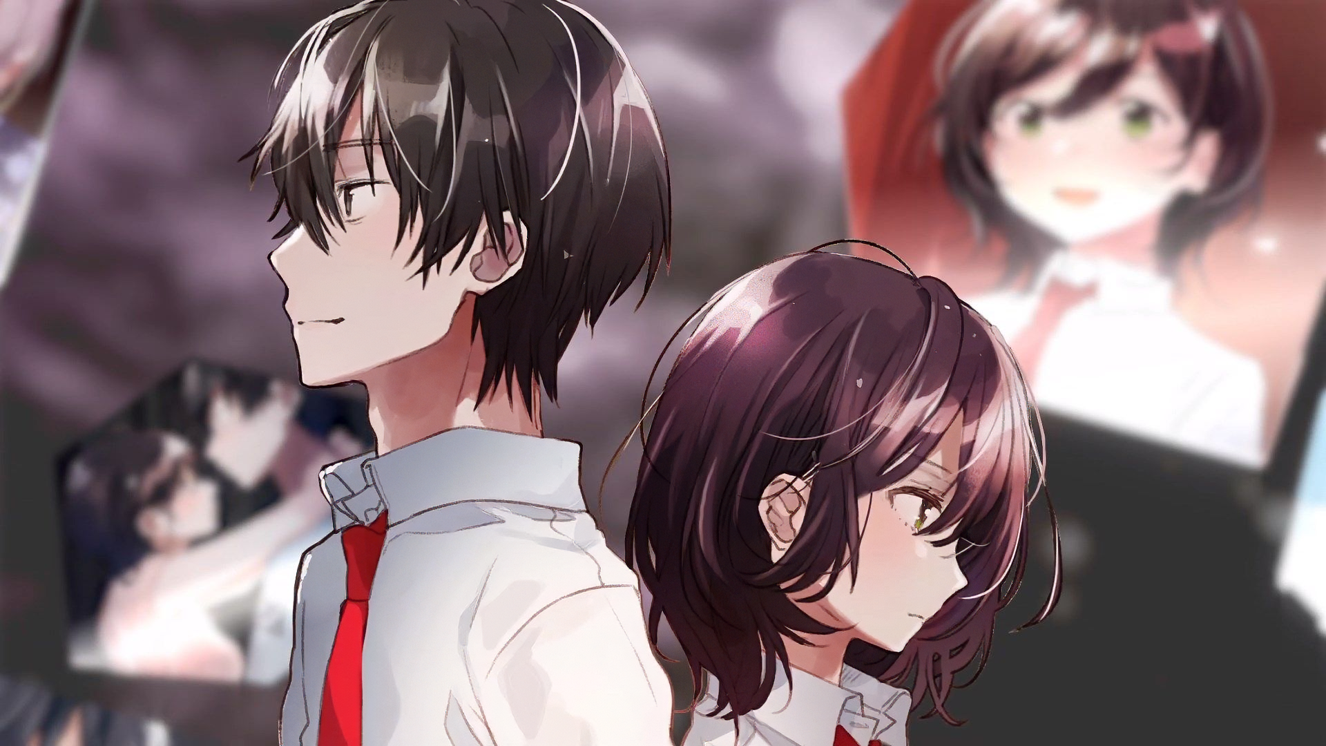 HD wallpaper featuring Fumiya Tomozaki and Aoi Hinami from the anime Bottom-Tier Character Tomozaki.