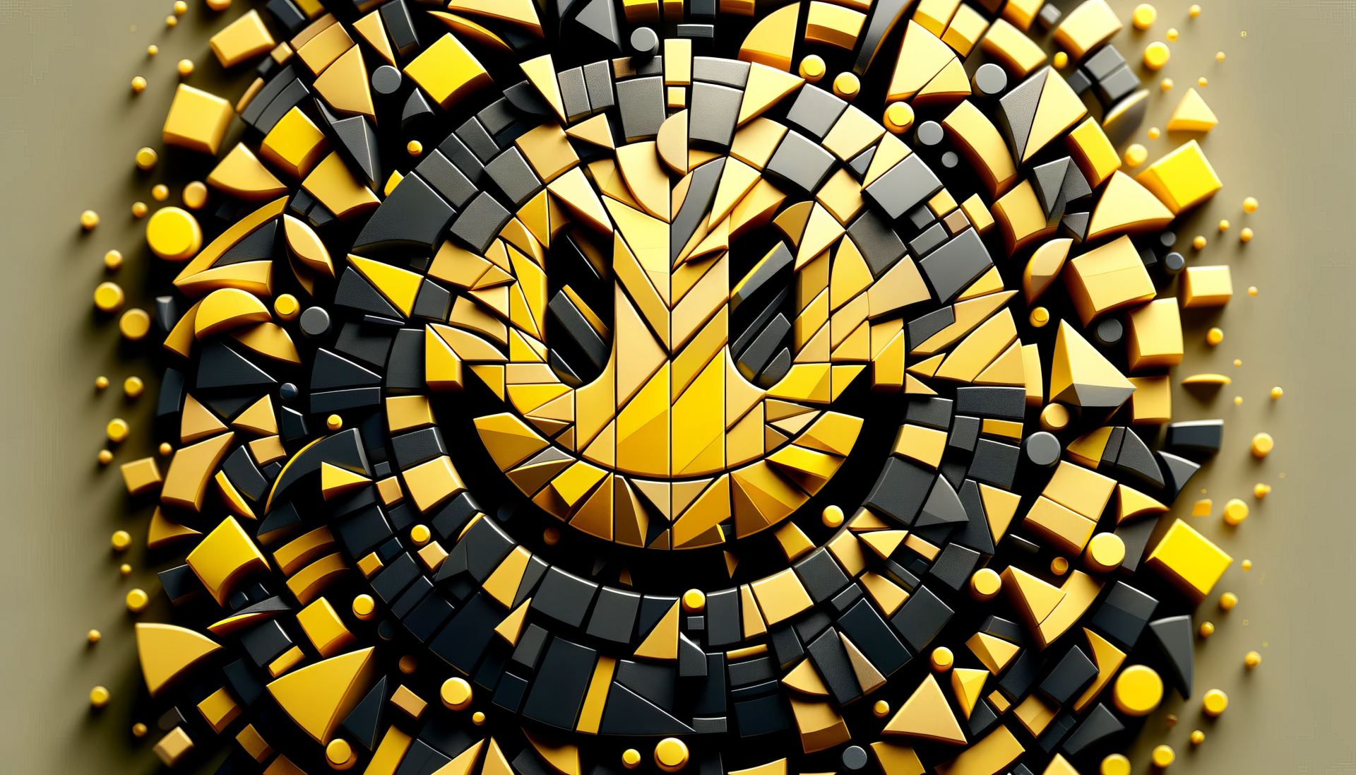 3D yellow smiley face mosaic design HD desktop wallpaper and background.