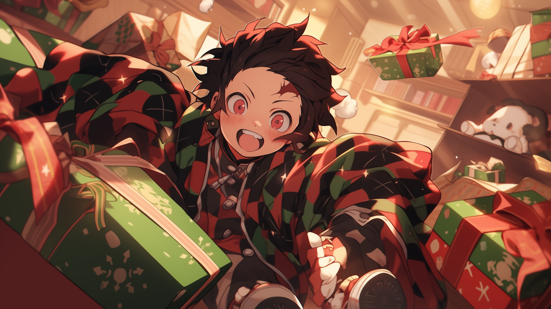 Holiday Tanjiro - Demon Slayer Christmas HD Wallpaper by patrika