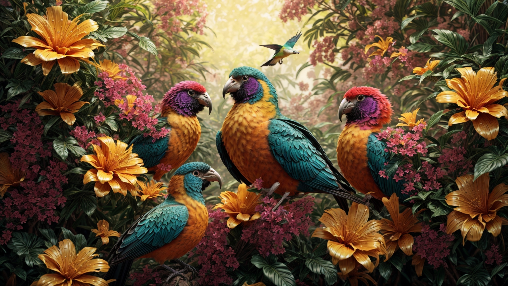 Colorful Birds by AnimeHead