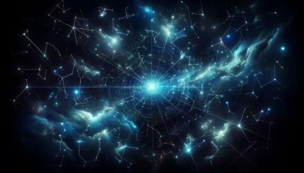A stunning HD desktop wallpaper depicting a star constellation against a cosmic backdrop, featuring vibrant blues and swirling clouds, creating a mesmerizing celestial scene.