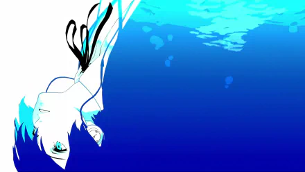 HD desktop wallpaper featuring artistic representation from Persona 3 Reload video game with vibrant blue background.