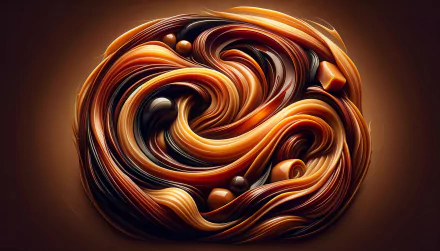 HD desktop wallpaper featuring an abstract swirl design in toffee brown and caramel colors.