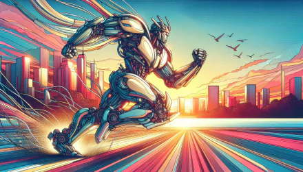 HD desktop wallpaper featuring dynamic Autobot illustration in action set against a retro-futuristic cityscape background.
