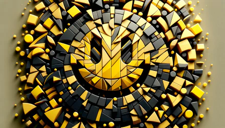 3D yellow smiley face mosaic design HD desktop wallpaper and background.