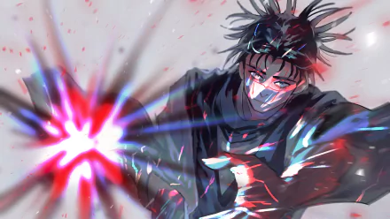 HD desktop wallpaper featuring Choso from Jujutsu Kaisen, showcasing dynamic action and vibrant colors as he unleashes a powerful energy blast.