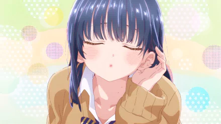 HD PC desktop wallpaper featuring Anna Yamada from the anime The Dangers in My Heart with soft pastel background and a gentle expression.