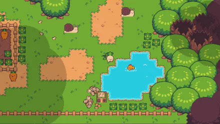 HD desktop wallpaper featuring Turnip Boy Commits Tax Evasion video game scene with vibrant, colorful pixel art graphics.