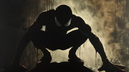 HD desktop wallpaper featuring the silhouette of Spider-Man in a dynamic pose against a textured, grunge background.