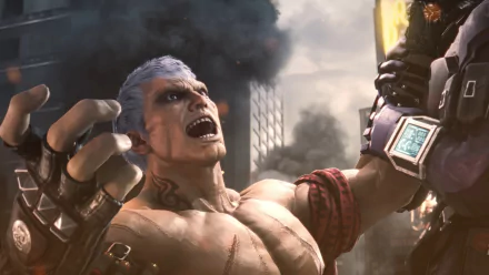 HD wallpaper of Bryan Fury from Tekken 8, showcasing intense combat action for a desktop background.