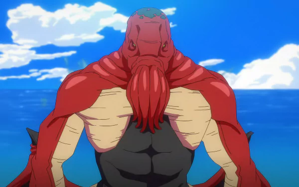 HD desktop wallpaper featuring the character Dagon from Jujutsu Kaisen against a blue sky background.