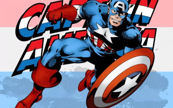 Captain America standing heroically with shield in hand in an HD desktop wallpaper and background.