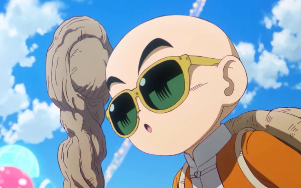 HD desktop wallpaper featuring Master Roshi from Dragon Ball anime with a clear blue sky in the background.