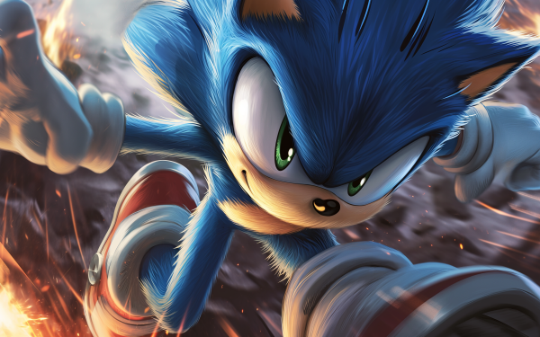 HD Sonic the Hedgehog wallpaper with dynamic action pose for desktop background.