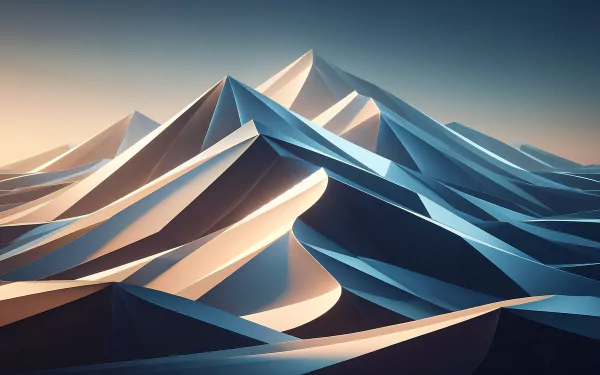 HD wallpaper of stylized geometric dune shapes in cool tones for desktop background.