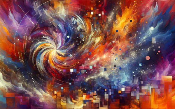 Colorful abstract HD wallpaper with vibrant cosmic swirls and stars for desktop background.