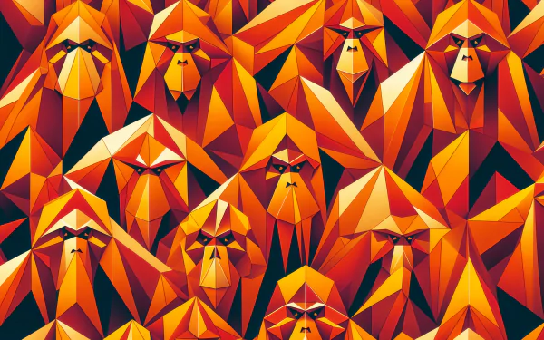 HD desktop wallpaper featuring geometric orangutan pattern for a vibrant background.