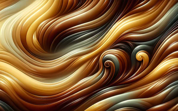 HD desktop wallpaper featuring swirling toffee-inspired abstract design with warm brown, gold, and caramel tones.
