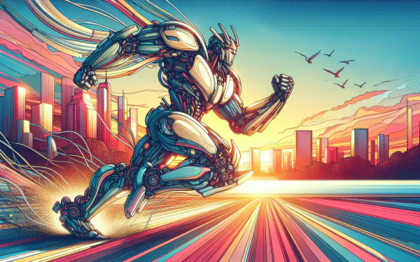 HD desktop wallpaper featuring dynamic Autobot illustration in action set against a retro-futuristic cityscape background.
